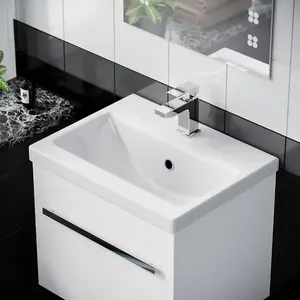 Nes Home Nanuya 500mm Wall Hung 1 Drawer Basin Flat Pack Vanity Unit White