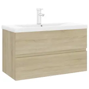 Berkfield Sink Cabinet with Built-in Basin Sonoma Oak Engineered Wood