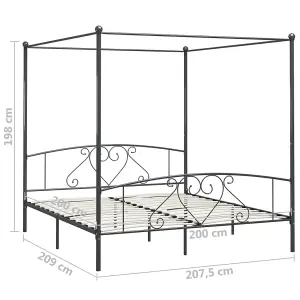 Berkfield Canopy Bed Frame Grey Metal 200x200 cm