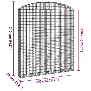 Berkfield Arched Gabion Basket 200x30x220/240 cm Galvanised Iron