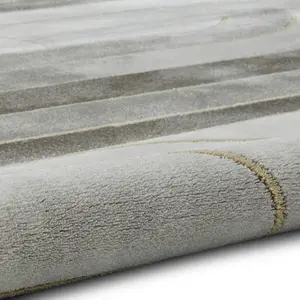 Grey Gold Abstract Modern Easy to clean Rug for Dining Room Bed Room and Living Room-160cm X 220cm