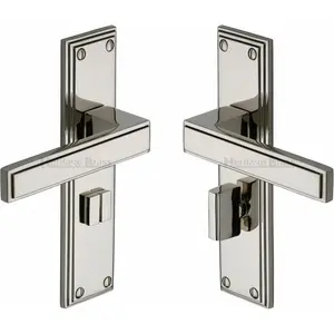 Heritage Door Handle for Bathroom Atlantis Design Polished Nickel