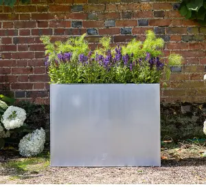 Primrose Garden Zinc Tall Trough Planter with Insert Silver 80cm