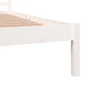 vidaXL Bed Frame Solid Wood Pine 135x190 cm Double White