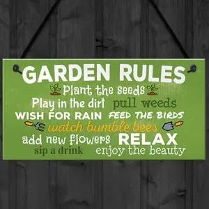 Red Ocean Garden Rules Relax Novelty Hanging Plaque SummerHouse Sign Garden Shed Friendship Gift