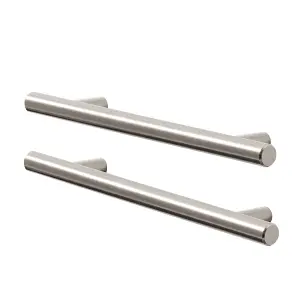 GoodHome Annatto Nickel effect Silver Kitchen cabinets Bar Pull Handle (L)18.8cm (D)32mm, Pack of 2