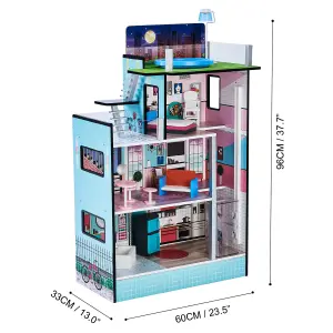 Teamson Kids Dreamland Barcelona Dollhouse with 10 Accessories, Turquoise/Black