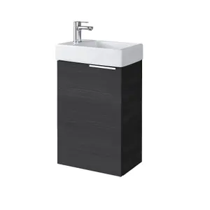 Bathroom Vanity Unit 400 Basin Cloakroom Sink Wall Cabinet Black Grey Ash Avir