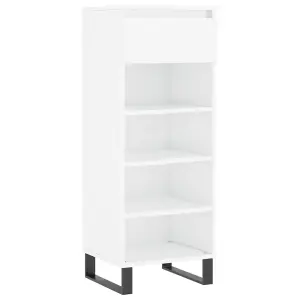 Berkfield Shoe Cabinet High Gloss White 40x36x105 cm Engineered Wood