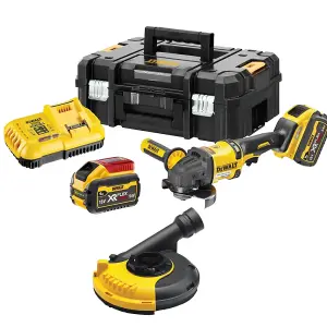 DeWalt DCG418X2 54v 125mm XR FlexVolt Grinder - 2x 9ah Tstak + Grinding Shroud