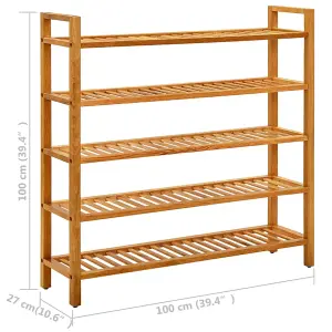 Berkfield Shoe Rack with 5 Shelves 100x27x100 cm Solid Oak Wood