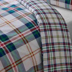 Kelso Check Reversible Duvet Cover Set Green / Double + 2 Standard Pillowcases