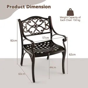 Costway 2 Pcs Cast Aluminum Patio Dining Chairs Heavy Duty Metal Bistro Chairs