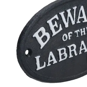 Beware the Labrador Dog Black Cast Iron Sign Plaque Door Wall House Gate Post