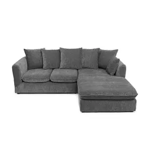 Lucas Water Repellent Velvet Chenille Right Facing Corner Sofa in Graphite