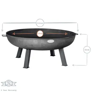 Harbour Housewares - Cast Iron Garden Fire Pit - 100cm - Grey