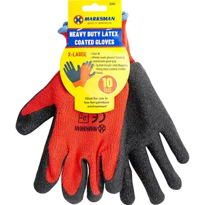 12 Pairs Extra Large Latex Coated Multi Purpose Red Work Gloves  Protective Gloves Heavy Duty