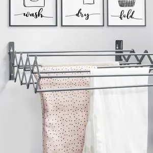 Wall Mounted Extendable Clothes Airer Grey Pukkr