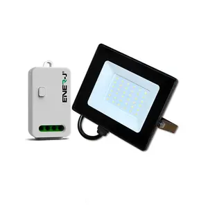 30W LED Floodlight Pre Wired with 500W RF Receiver + 1 Gang Wireless Kinetic Switch (White Body)