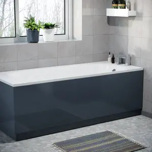 Nes Home 1700 mm Anthracite Front Side Bath Panel Durable PVC + Plinth