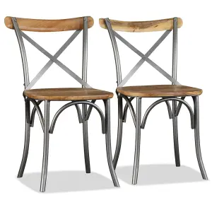 Berkfield Dining Chairs 4 pcs Solid Mango Wood and Steel Cross Back