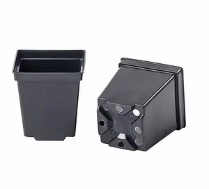 Square Plant Pot Strong Black Plastic Hydroponic Pots 500ml x 10 Pots