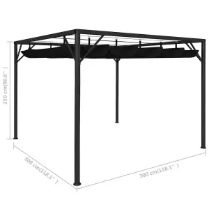 Berkfield Garden Gazebo with Retractable Roof Canopy 3x3 m Anthracite