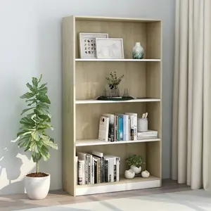 Attwood Bookcase Sonoma Oak/White / 114cm H x 40cm W x 30cm D