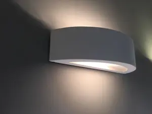 Ceramic Full Semi-Circle Wall Light, Up and Down Light White Paintable Finish E14 socket (NO BULB)