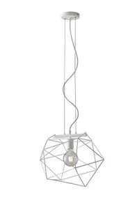 Luminosa Abraxas Globe Cage Ceiling Pendant, White, E27