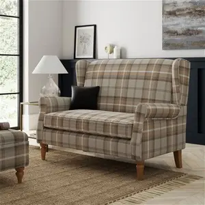 Dunelm Oswald Small 2 Seater Sofa, Country, Natural Oswald Wingback, Textured Weave Fabric