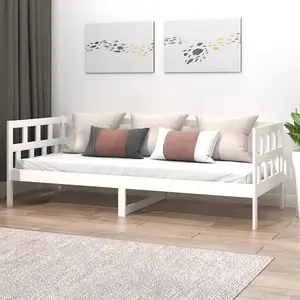 Berkfield Day Bed White Solid Wood Pine 90x200 cm