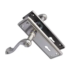 Door Handles Georgian Lever Lock Roped Edge - Satin 150mm x 50mm