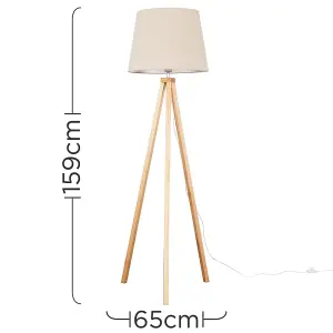 ValueLights Modern Light Wood Tripod Design Floor Lamp With Beige Shade