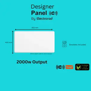 Electrorad Designer Panel, Wi-Fi enabled, wall mounted, Lot20 Compliant, 2000w 815x430x90