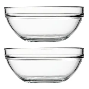 Queensway Home & Dining 1.7L 2 Pcs Clear Glass Mixing Bowl Cooking Baking Serving Vegetable Salad