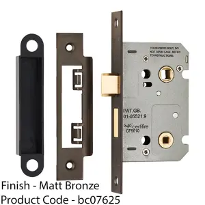 Matt Bronze Locking Bathroom Door Sashlock Latch - Square Forend 64mm Deep