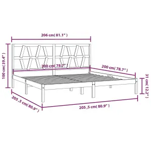 Berkfield Bed Frame Black Solid Wood Pine 200x200 cm