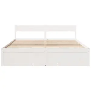 Berkfield Bed Frame without Mattress White 180x200 cm Super King Solid Wood Pine