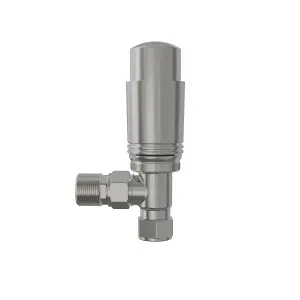 Rinse Bathrooms Angled 1 x 15mm Satin Nickel Round Head Radiator and Towel Rail Thermostatic Valves