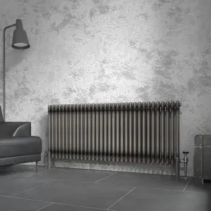 Right Radiators 600x1462 mm Horizontal Traditional 3 Column Cast Iron Style Radiator Raw Metal