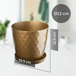 Plant Pot Flowerpot Round Plastic Crystal Modern Decorative Small Medium Large Gold 12cm