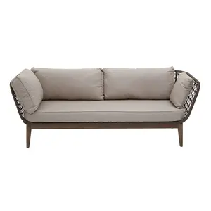 Interiors by Premier Three Seat Sofa, Rattan Outdoor Sofa, Long Lasting Rattan Lounge Sofa for Living Room with Grey Cushioning