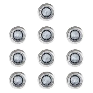 ValueLights 10 Pack IP67 Rated 15mm Blue LED Round Garden Decking Kitchen Plinth Lights Kit