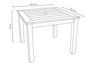 Winawood Wood Effect Square Dining Table - L98.3cm x D98.3cm x H76cm - Powder Blue