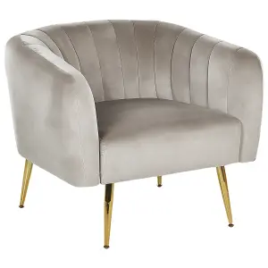 Beliani Modern Armchair LACONIA Velvet Taupe