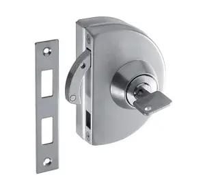 Clamp-on lock with hook bolt, strike plate, brushed stainless steel