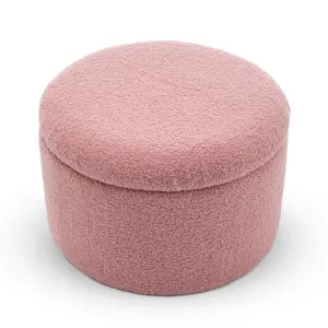 Teddy Boucle Fabric Pink Angela Accent Tub Chair with Ottoman