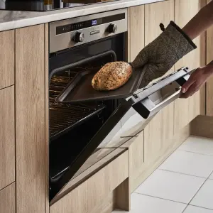 Cooke & Lewis CLPYSTa Built-in Single Pyrolytic Oven - Brushed black & grey stainless steel effect