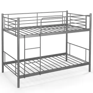 Costway 3FT Metal Bunk Bed Single over Single Loft Bed Frame W/ Ladder Safety Guardrail Sliver